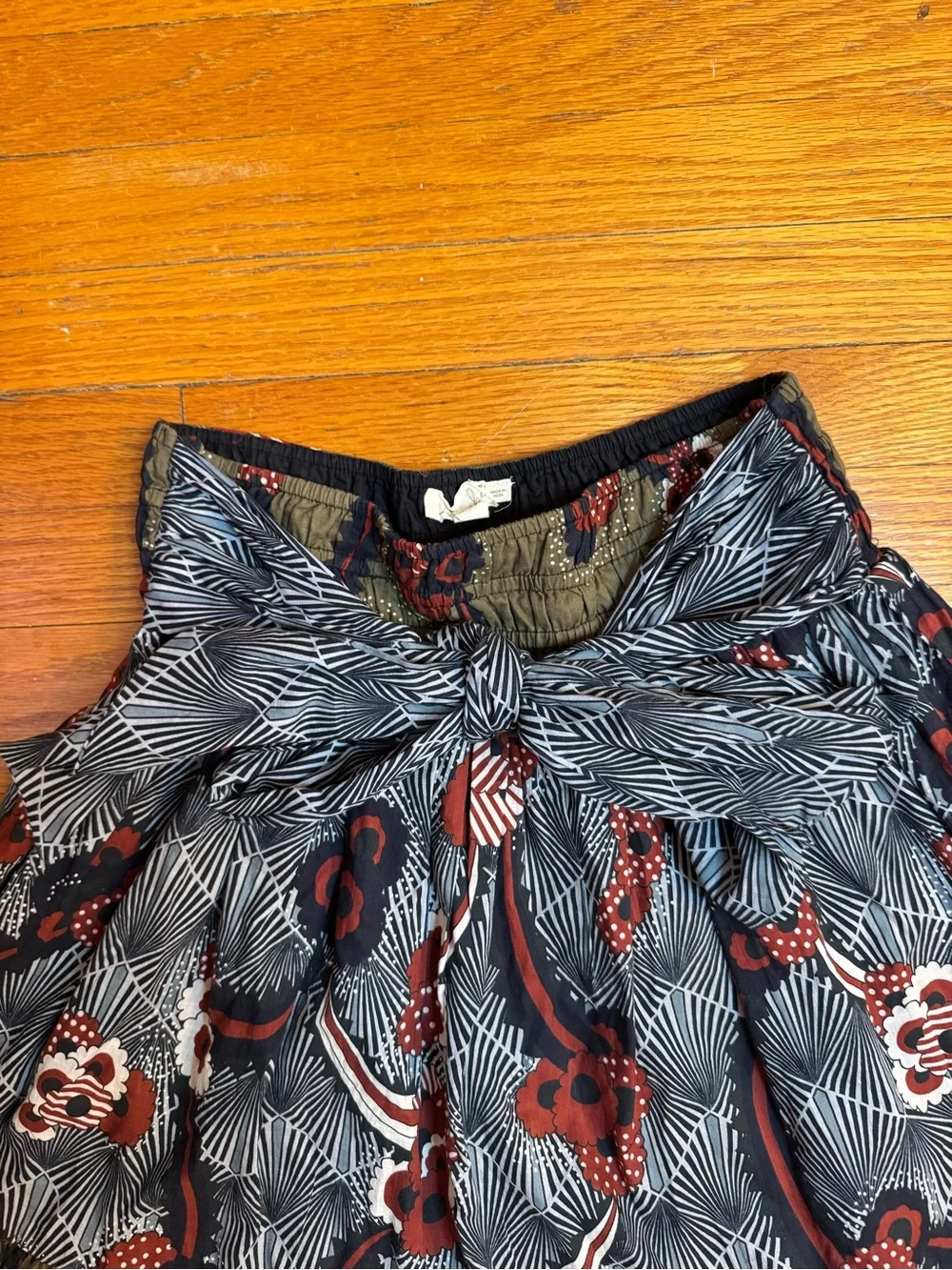 Anthropologie Floreat Mixed Print Bow Waist Ruffle Skirt Boho Size Medium